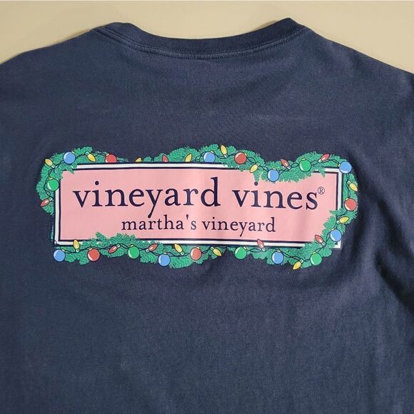 Vineyard Vines Garland Logo Box Long Sleeve Pocket Tee - Picture 12 of 16